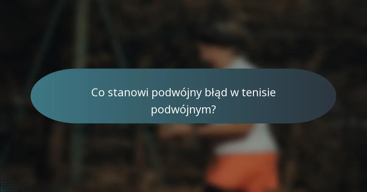 Co stanowi podwójny błąd w tenisie podwójnym?
