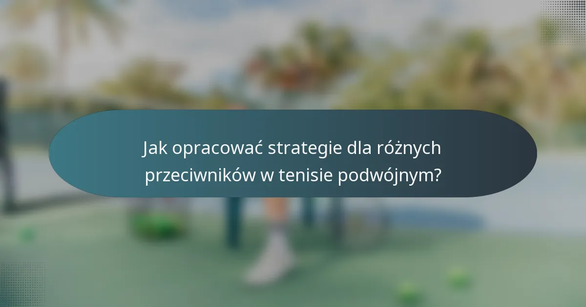 Jak opracować strategie dla różnych przeciwników w tenisie podwójnym?